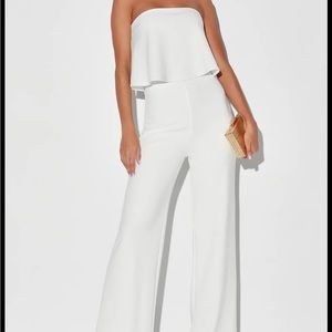 What Lovers Do Strapless Wide-leg Jumpsuit- medium